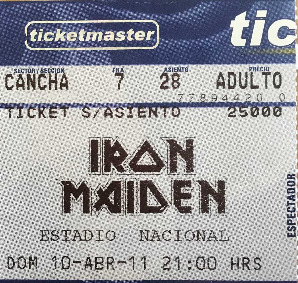 Apr 10, 2011: Iron Maiden/ Exodus at Estadio Nacional Santiago, Santiago  Metropolitan, Chile | Concert Archives