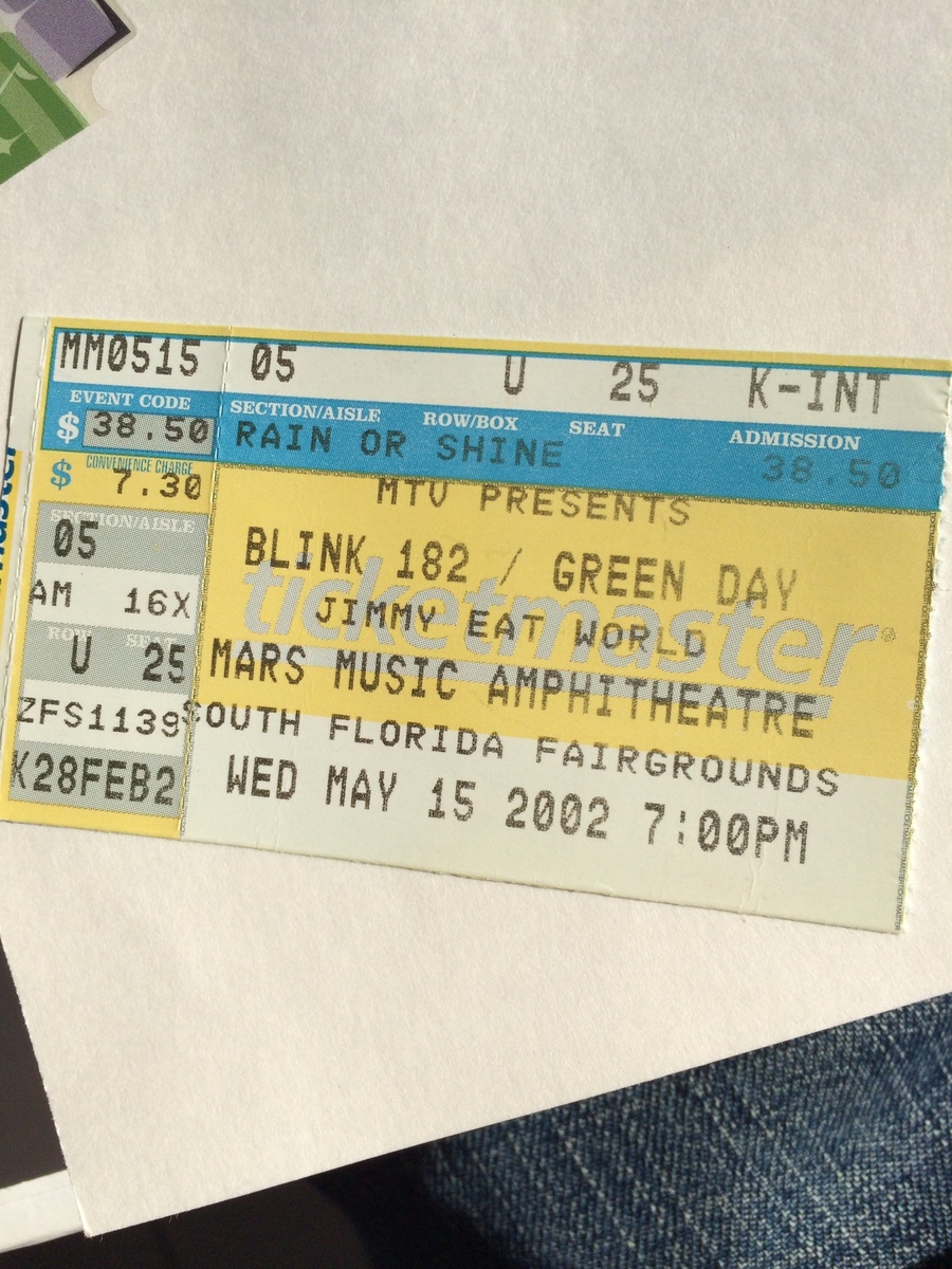 May 15, 2002: Green Day / Blink 182 / Jimmy Eat World at Coral Sky  Amphitheater West Palm Beach, Florida, United States | Concert Archives