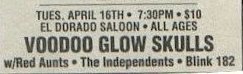 Voodoo Glow Skulls / Red Aunts / The Independents / blink-182 on Apr 14, 1996 [132-small]