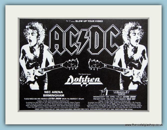 Mar 12, 1988: AC/DC / Dokken at OVO Arena Wembley London, England, United  Kingdom | Concert Archives