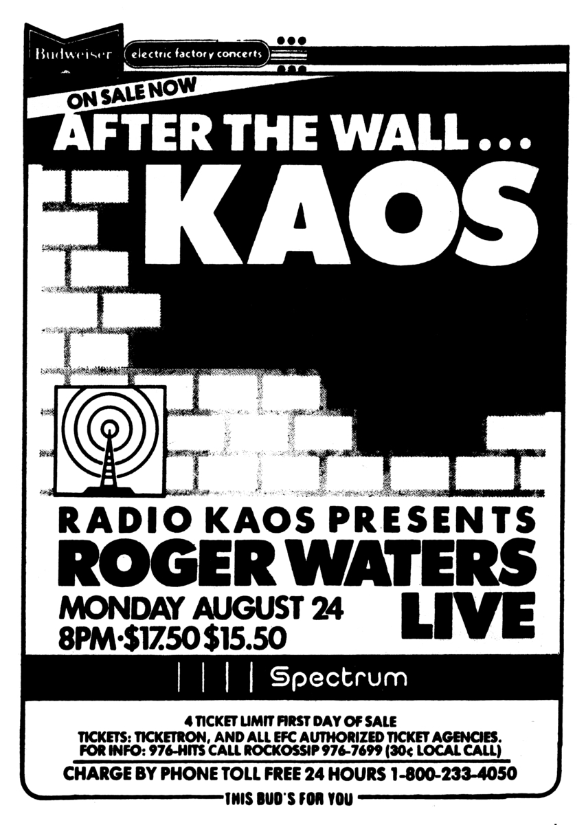 Aug 24, 1987: Radio KAOS Tour at The Spectrum Philadelphia, Pennsylvania,  United States | Concert Archives