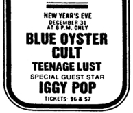 Blue Oyster Cult / Teenage Lust / Iggy Pop on Dec 31, 1973 [729-small]