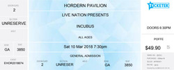 tags: Incubus, Ticket - Incubus / Ecca Vandal on Mar 10, 2018 [670-small]