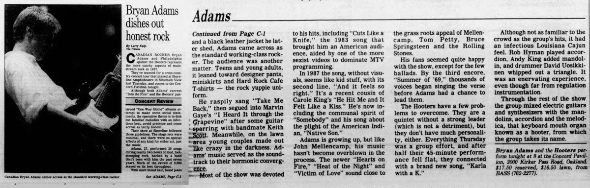 Vintage 1987 Bryan Adams Into the Fire World Tour 87 Concert 