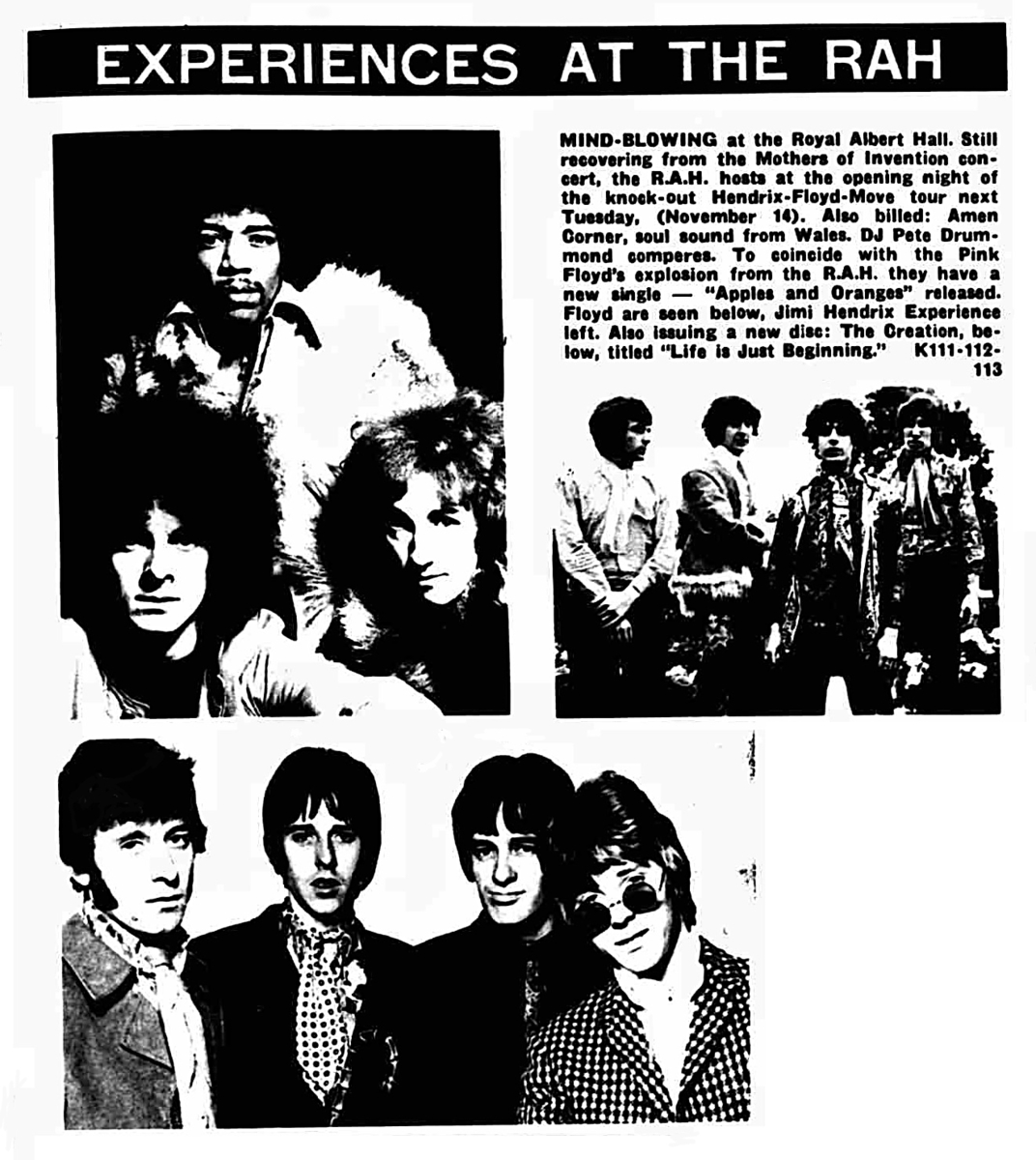 Nov 14, 1967: Jimi Hendrix / Pink Floyd / The Move / The Nice / Eire  Apparent at Royal Albert Hall London, England, United Kingdom | Concert  Archives