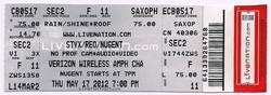 Concert # 88 For Me, tags: Styx, REO Speedwagon, Ted Nugent, Charlotte, North Carolina, United States, Ticket, Verizon Wireless Amphitheater - Styx / REO Speedwagon / Ted Nugent on May 17, 2012 [314-small]