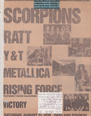 Metallica / Scorpions / Ratt / Y & T / Victory / The Rising Force on Aug 31, 1985 [868-small]