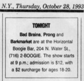 Bad Brains / Prong / Barkmarket on Oct 28, 1993 [029-small]