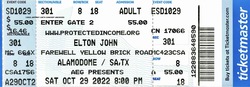 My daughter and I each had a real "old school" ticket for admission. Everyone else had some sort of digital junk on their phones. How long will those last?, Elton John on Oct 29, 2022 [644-small]