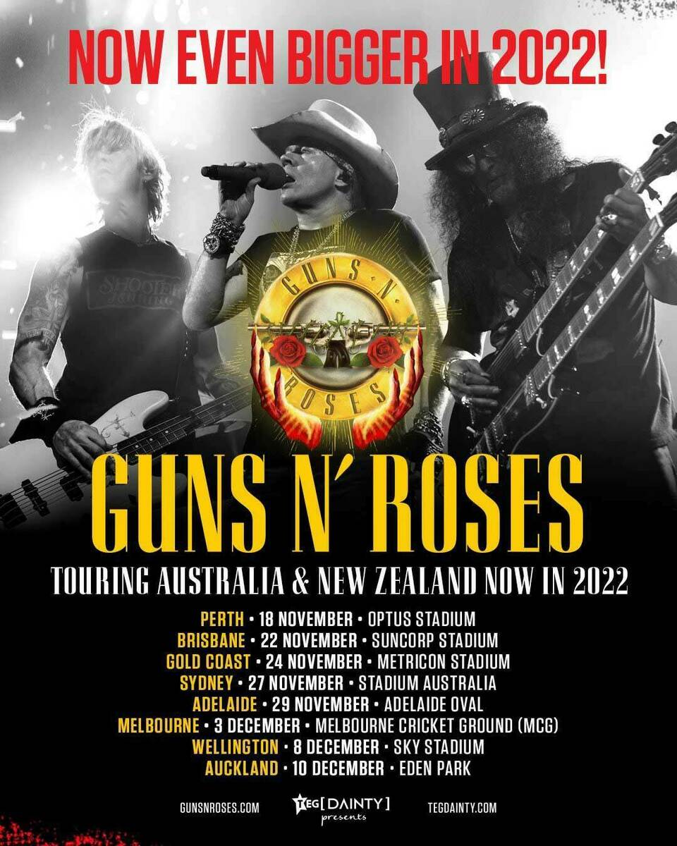 Dec 03, 2022: Guns N' Roses / The Chats / Cosmic Psychos at Melbourne  Cricket Ground (MCG) Richmond, Victoria, Australia | Concert Archives