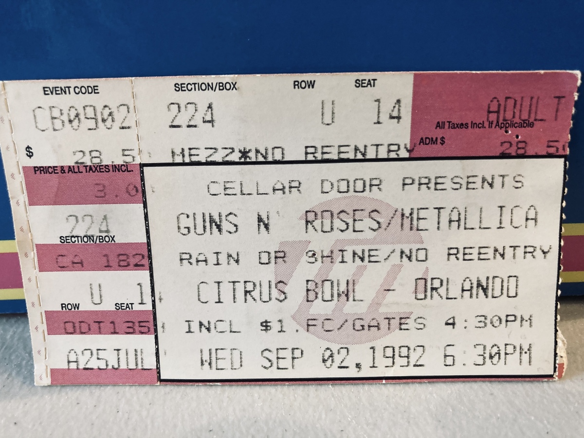 Sep 02, 1992: Guns N' Roses / Metallica / Faith No More at Citrus Bowl  Orlando, Florida, United States | Concert Archives