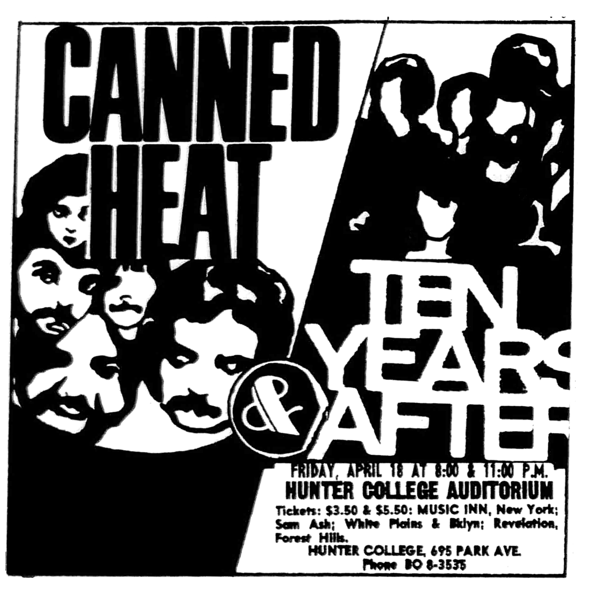 Apr 18, 1969: Canned Heat / Ten Years After at Hunter College New York, New  York, United States | Concert Archives