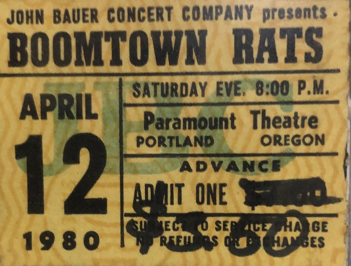 Apr 12, 1980: Boomtown Rats at Paramount Theatre Portland, Oregon, United  States | Concert Archives