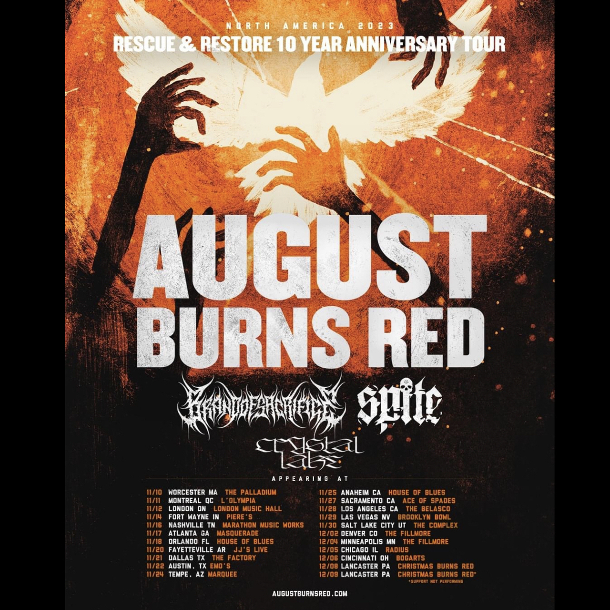 08, 2023: August Burns Red / Brand of Sacrifice / Spite / Lake at Freedom Hall, Lancaster Convention Center Lancaster, Pennsylvania, United States | Concert Archives
