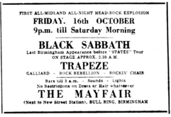 Black Sabbath / Trapeze / Galliard Rock Rebellion / Rockin' Chair on Oct 16, 1970 [918-small]