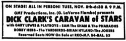 Gary Lewis & The Playboys / Sam The Sham & The Pharaohs / The Yardbirds / Bryan Hyland / Bobby Hebb on Nov 8, 1966 [240-small]