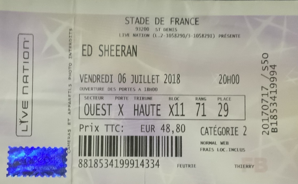 Validité e-billet concert au stade de France - Forum Paris et l'île de  France - Forums