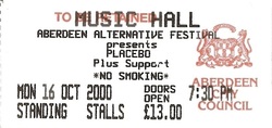 tags: Placebo, Aberdeen, Scotland, United Kingdom, Ticket, Music Hall - Placebo / Six by Seven on Oct 16, 2000 [366-small]