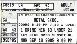 tags: Metal Skool, Los Angeles, California, United States, Ticket, Key Club - Metal Skool on Sep 19, 2005 [378-small]