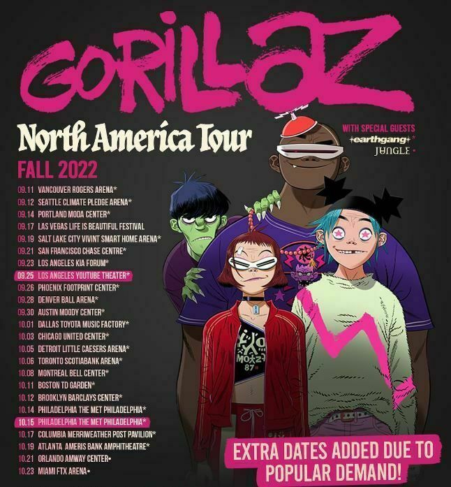 Gorillaz US Tour 2025 promotional image