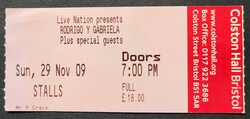 My ticket to see Rodrigo y Gabriela, 2009, Rodrigo y Gabriela on Nov 29, 2009 [517-small]