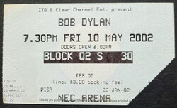 My ticket to see Bob Dylan, 2002, Bob Dylan on May 10, 2002 [635-small]