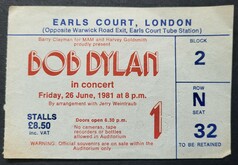 My ticket to see Bob Dylan, 1981, Bob Dylan on Jun 26, 1981 [624-small]