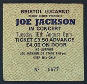 My ticket to see Joe Jackson, 1982, Joe Jackson on Aug 10, 1982 [977-small]