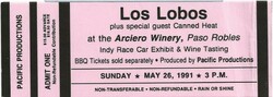 Los Lobos plus Canned Heat (May 26, 1991) ticket, Los Lobos / Canned Heat on May 26, 1991 [713-small]