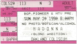 Madonna (May 20, 1990) Blond Ambition, Oakland Coliseum, Oakland CA ticket, Madonna / Technotronic on May 20, 1990 [175-small]