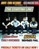 tags: The Starting Line, Gig Poster, Advertisement - The Starting Line / The Early November / Senses Fail / Allister / Homegrown on Sep 20, 2003 [248-small]