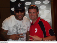 Ashley Pardey backstage with Flo-rida for new segment, performing in Townsville.  23rd Oct 2011., tags: Flo Rida, Townsville, Queensland, Australia, Jupiter's Hotel & Casino Townsville - Flo Rida on Oct 23, 2011 [007-small]