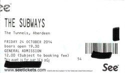 tags: The Subways, Aberdeen, Scotland, United Kingdom, Ticket, The Tunnels - The Subways on Oct 24, 2014 [370-small]